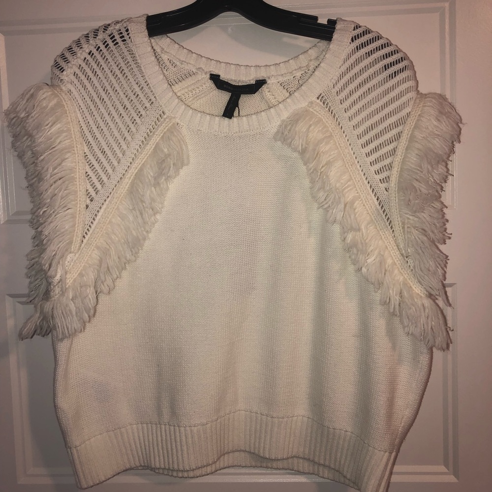 BCBG Cropped Sweater - L - White - BNWT